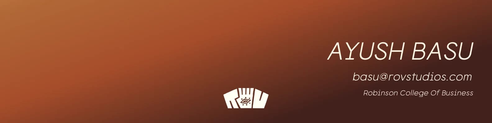 Ayush Basu LinkedIn banner in the Ember gradient